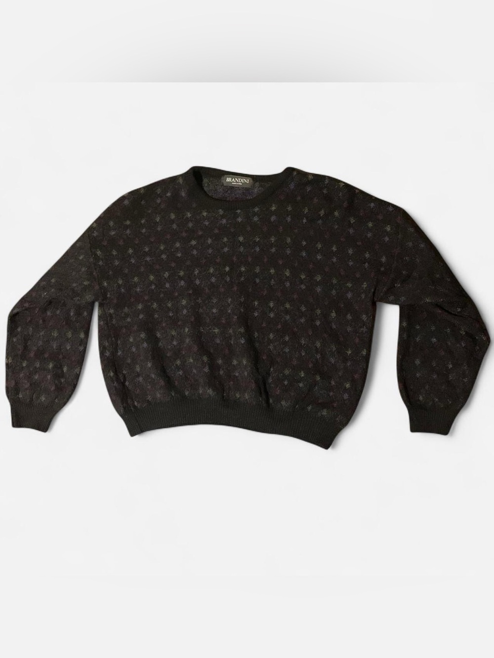 Brandini 100% Pure Merino Wool Black and grey multi color polka dotted sweater